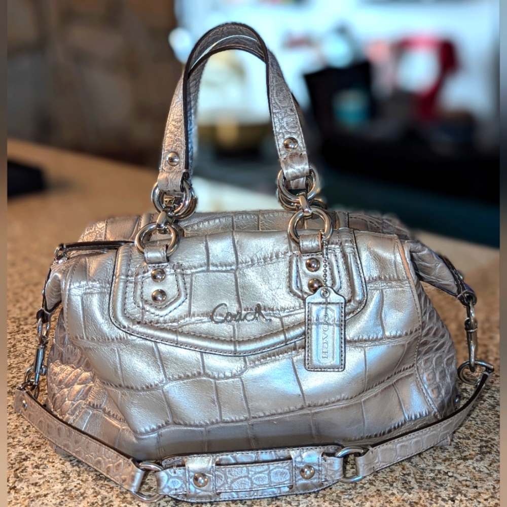 GUC Coach Ashley embossed croc satchel